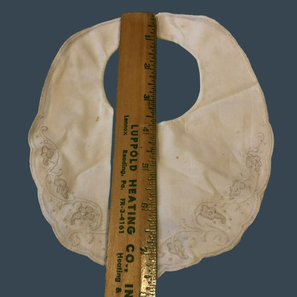 Vtg Baby Bib Cotton Lace Hand Made in Italy for Macy Assoc, Embroidered - Picture 6 of 7